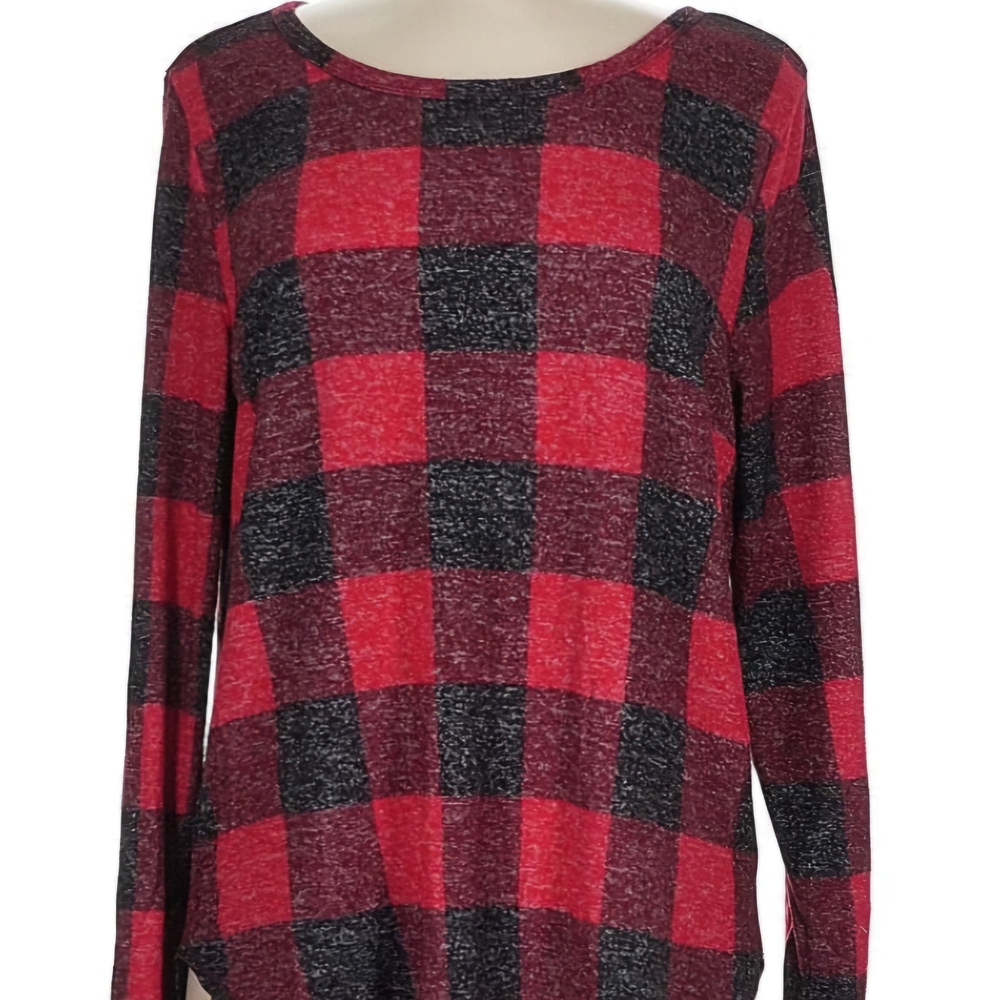 Plaid Red and Black Women's Top